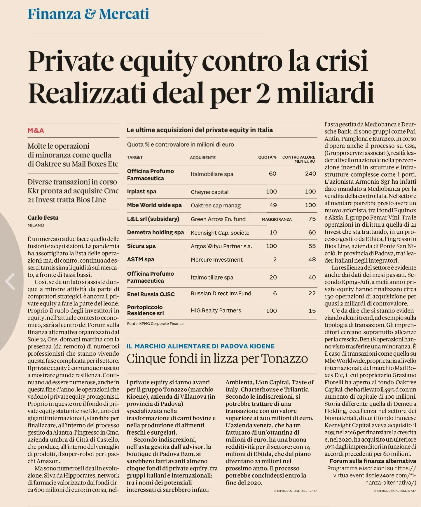 Private Equity contro la crisi  