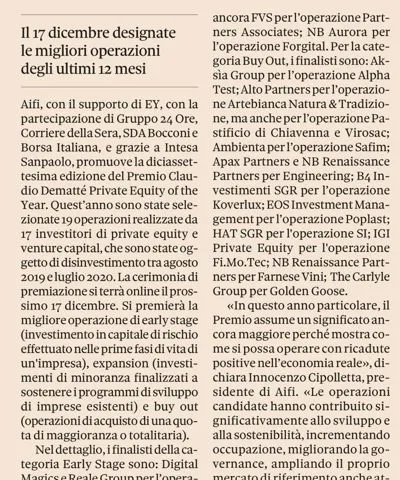 Premio Demattè, i finalisti 