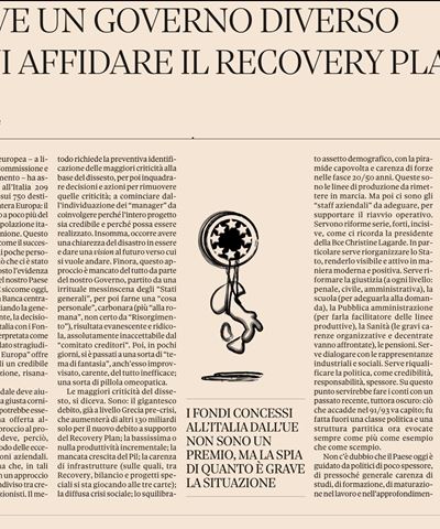 Riflessioni sul Recovery Plan, di Vito Gamberale