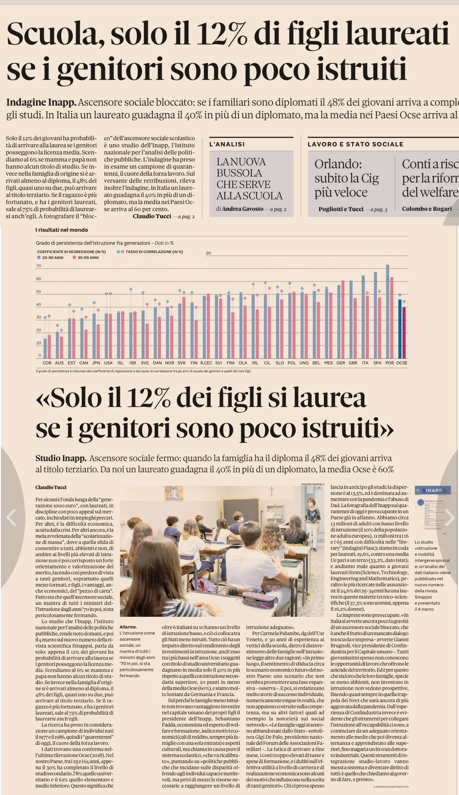 Solo il 12% dei figli si laurea se ....