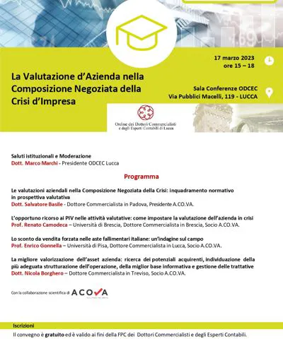 Formazione: La Valutazione d'Azienda nella Composizione negoziata della Crisi